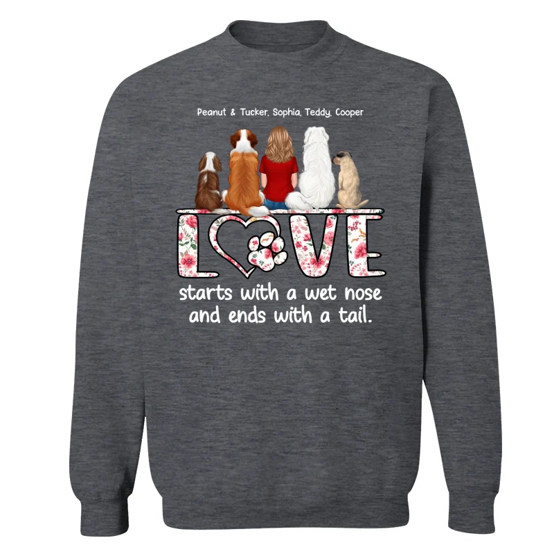 Love Start With A Wet Nose Back View Woman & Dog Personalized Shirt - Image 17