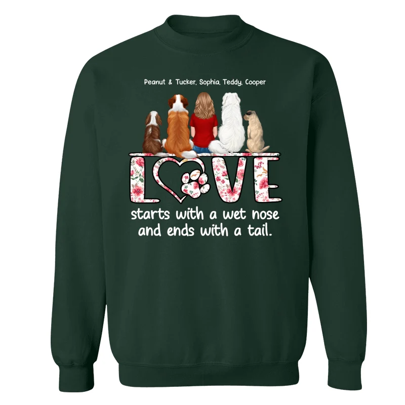 Love Start With A Wet Nose Back View Woman & Dog Personalized Shirt - Image 18