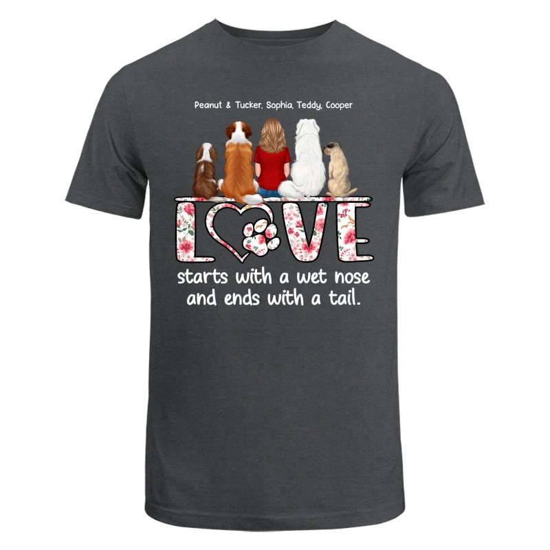 Love Start With A Wet Nose Back View Woman & Dog Personalized Shirt - Image 6