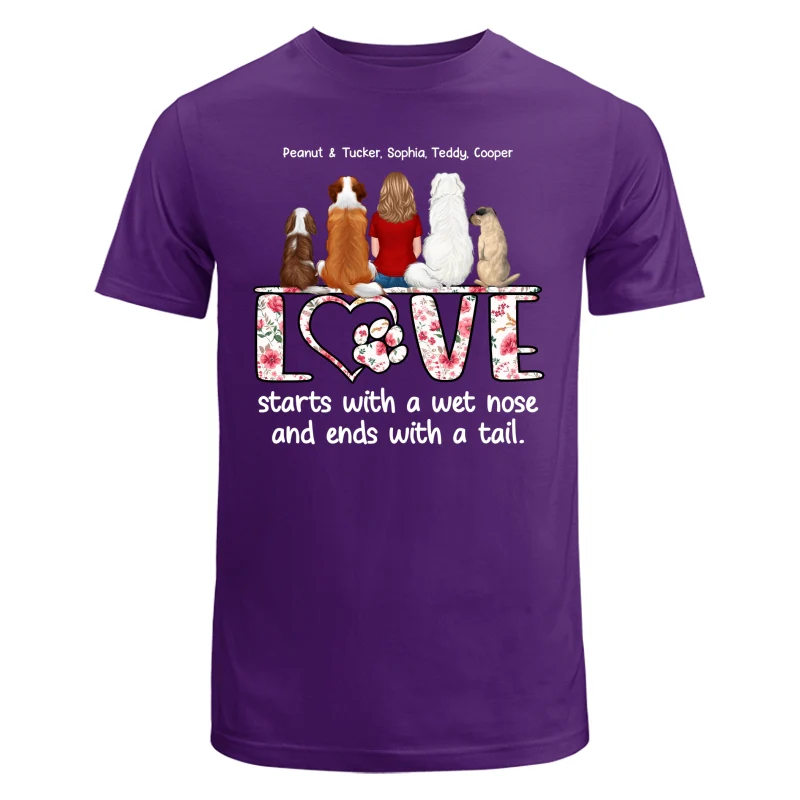 Love Start With A Wet Nose Back View Woman & Dog Personalized Shirt - Image 7