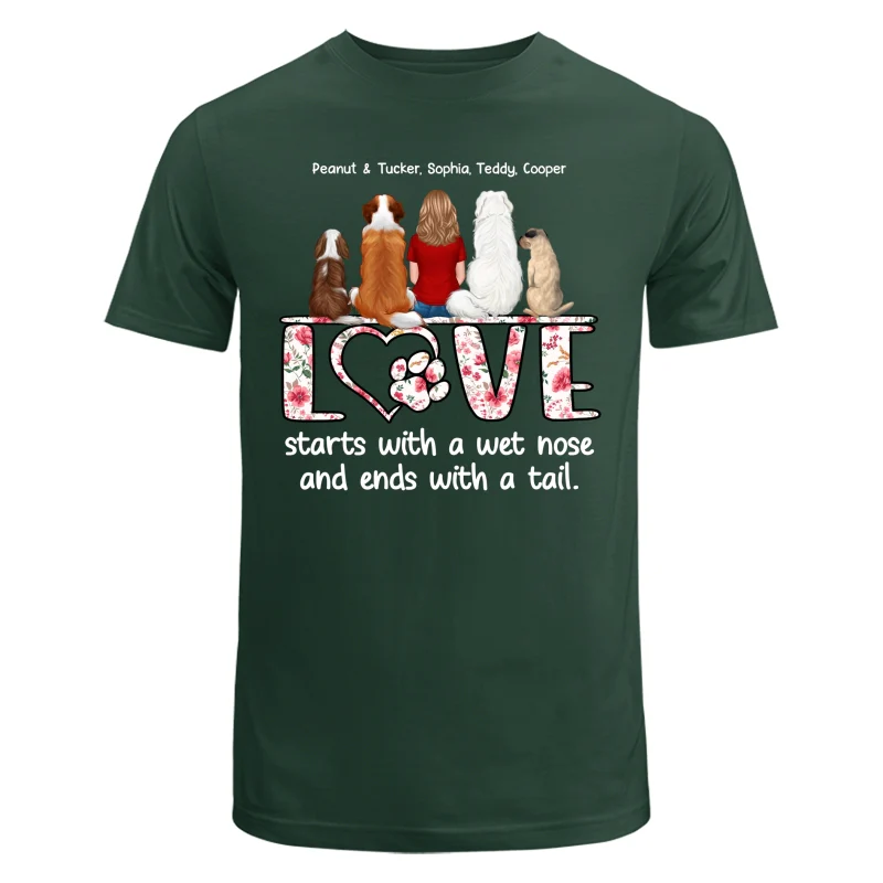 Love Start With A Wet Nose Back View Woman & Dog Personalized Shirt - Image 8