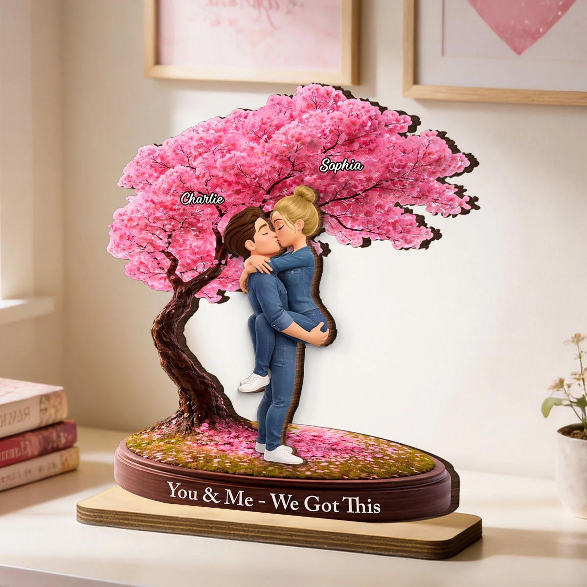 Love That Grows With Time - Personalized 2-Layered Wooden Plaque - Anniversary, Valentine's Day Gift, Gift For Him, Gift For Her - Image 2