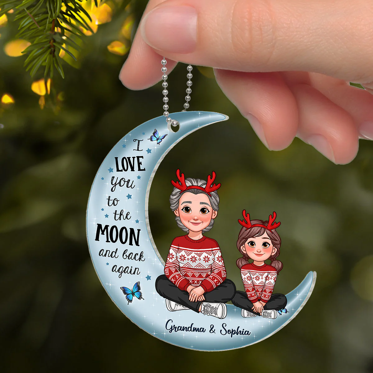 Love To The Moon And Back Christmas Gift For Grandchildren Personalized Acrylic Ornament - Image 5