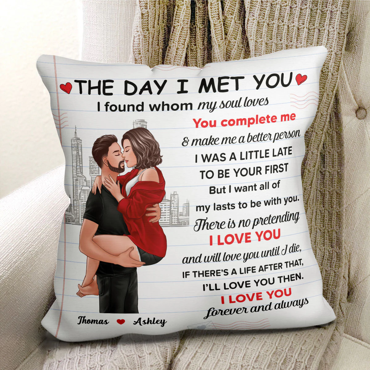 Love You Forever And Always Man Holding Woman Kissing Personalized Pillow - Image 2