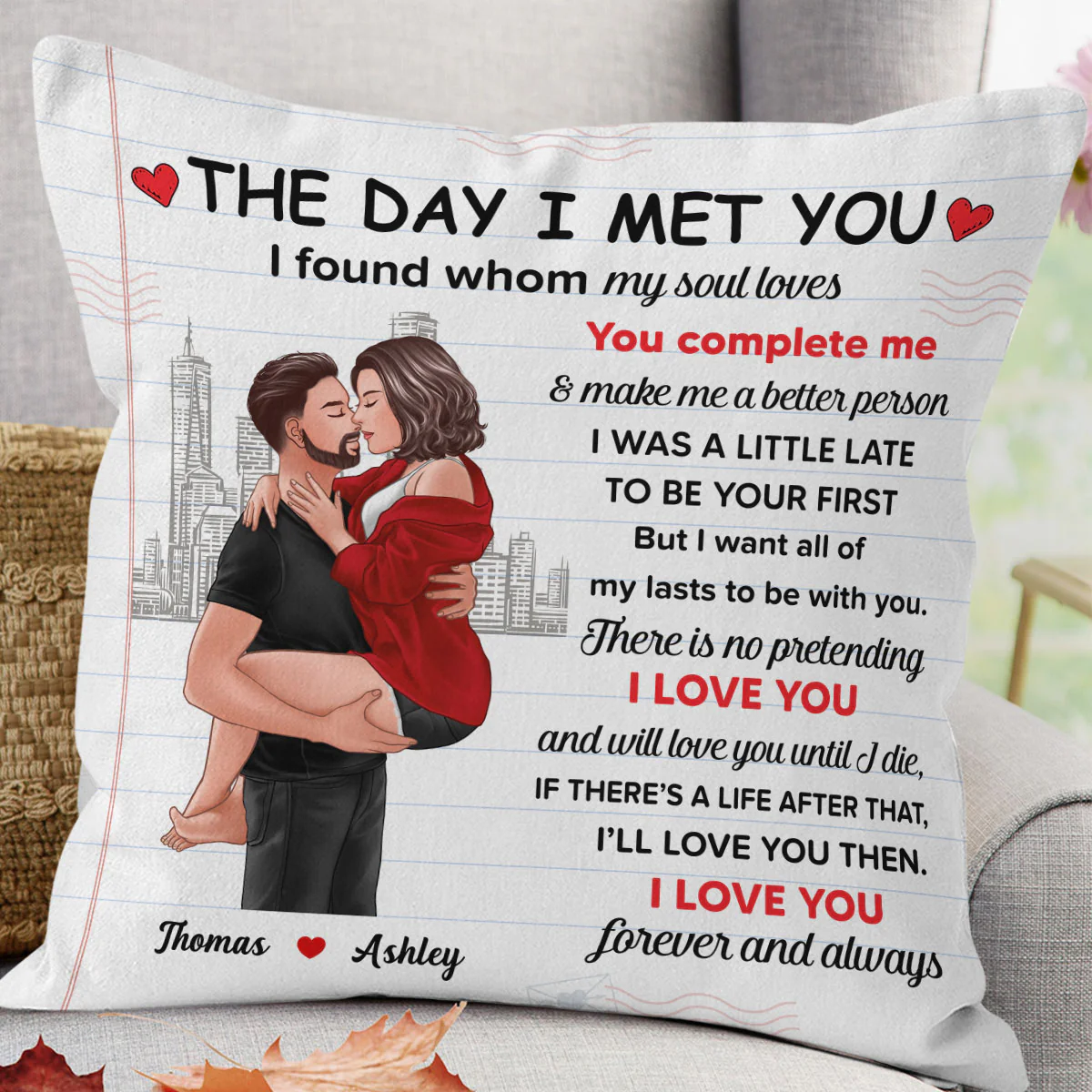 Love You Forever And Always Man Holding Woman Kissing Personalized Pillow - Image 3