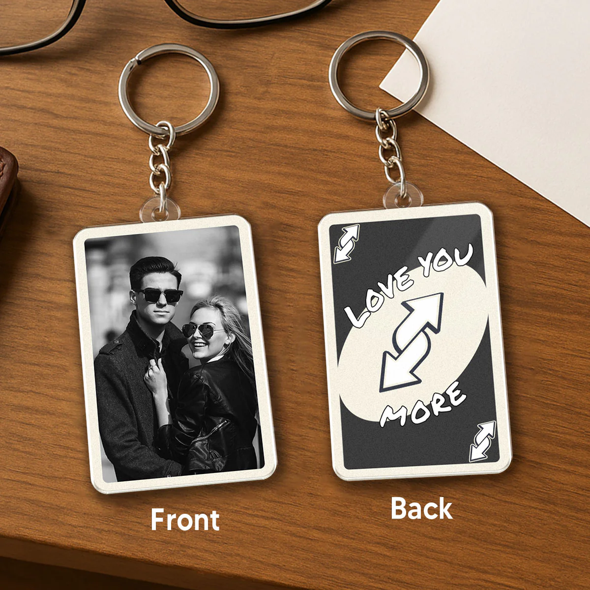 Love You More Game Card Couple Custom Photo - Personalized Acrylic Keychain - Valentine's Day Gift, Anniversary Gift For Him, For Her - Image 10