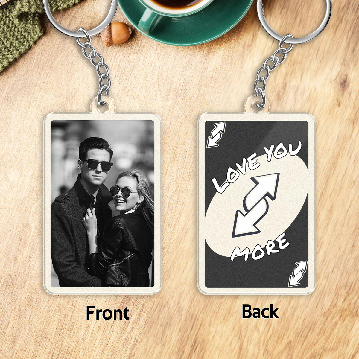Love You More Game Card Couple Custom Photo - Personalized Acrylic Keychain - Valentine's Day Gift, Anniversary Gift For Him, For Her - Image 4