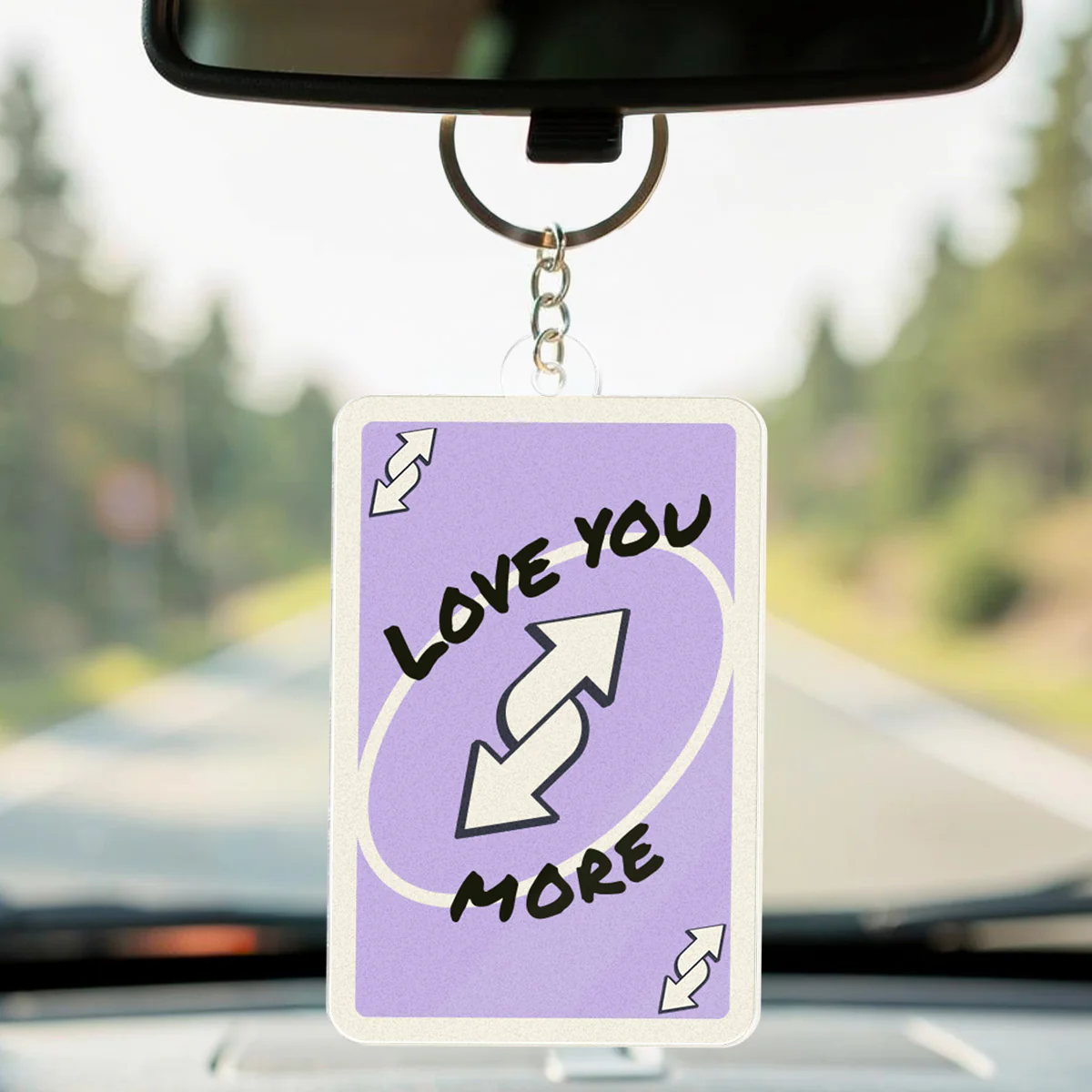 Love You More Game Card Style Cartoon Couple - Personalized Acrylic Keychain - Valentine's Day Gift, Anniversary Gift For Him, For Her - Image 2