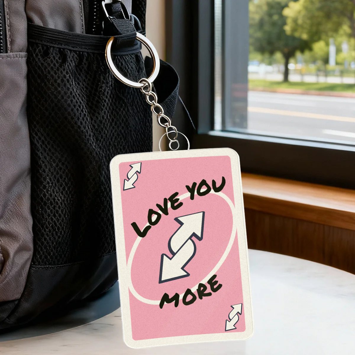 Love You More Game Card Style Y2K Couple - Personalized Acrylic Keychain - Valentine's Day Gift, Anniversary Gift For Him, For Her - Image 3