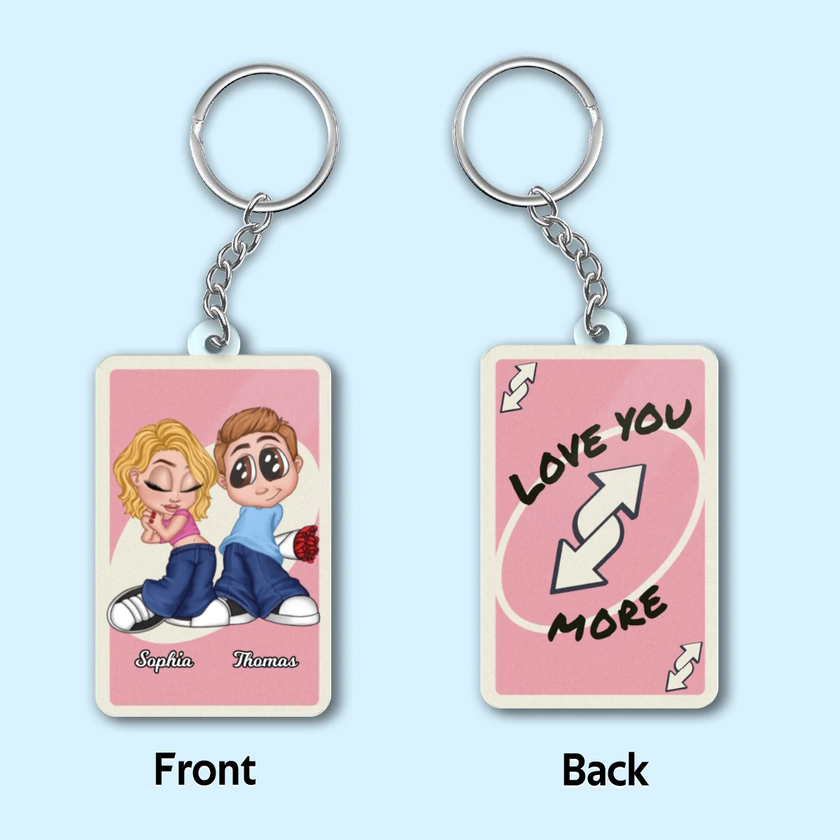Love You More Game Card Style Y2K Couple - Personalized Acrylic Keychain - Valentine's Day Gift, Anniversary Gift For Him, For Her - Image 7
