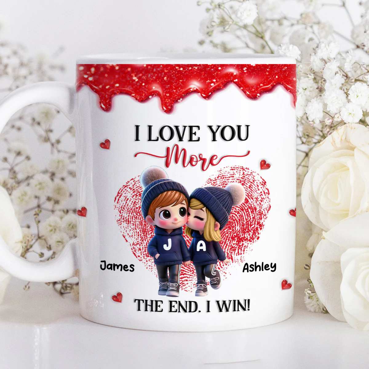 Love You More I Win Cartoon Couple - Personalized Mug - Valentine's Day Gift, Anniversary Gift For Him, For Her - Image 2
