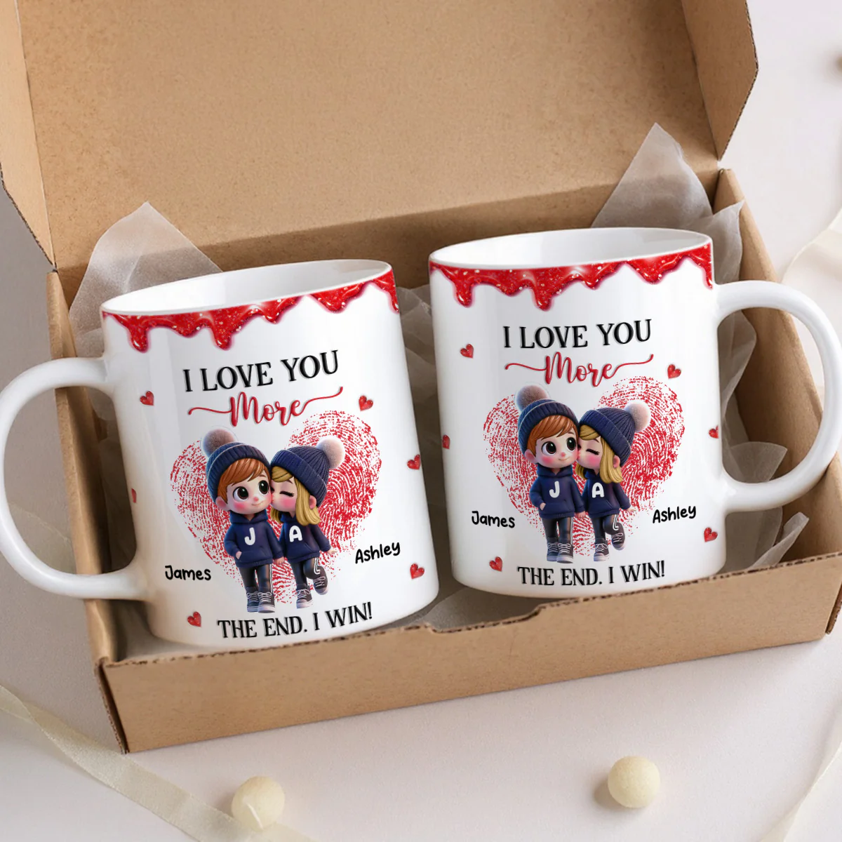 Love You More I Win Cartoon Couple - Personalized Mug - Valentine's Day Gift, Anniversary Gift For Him, For Her - Image 3