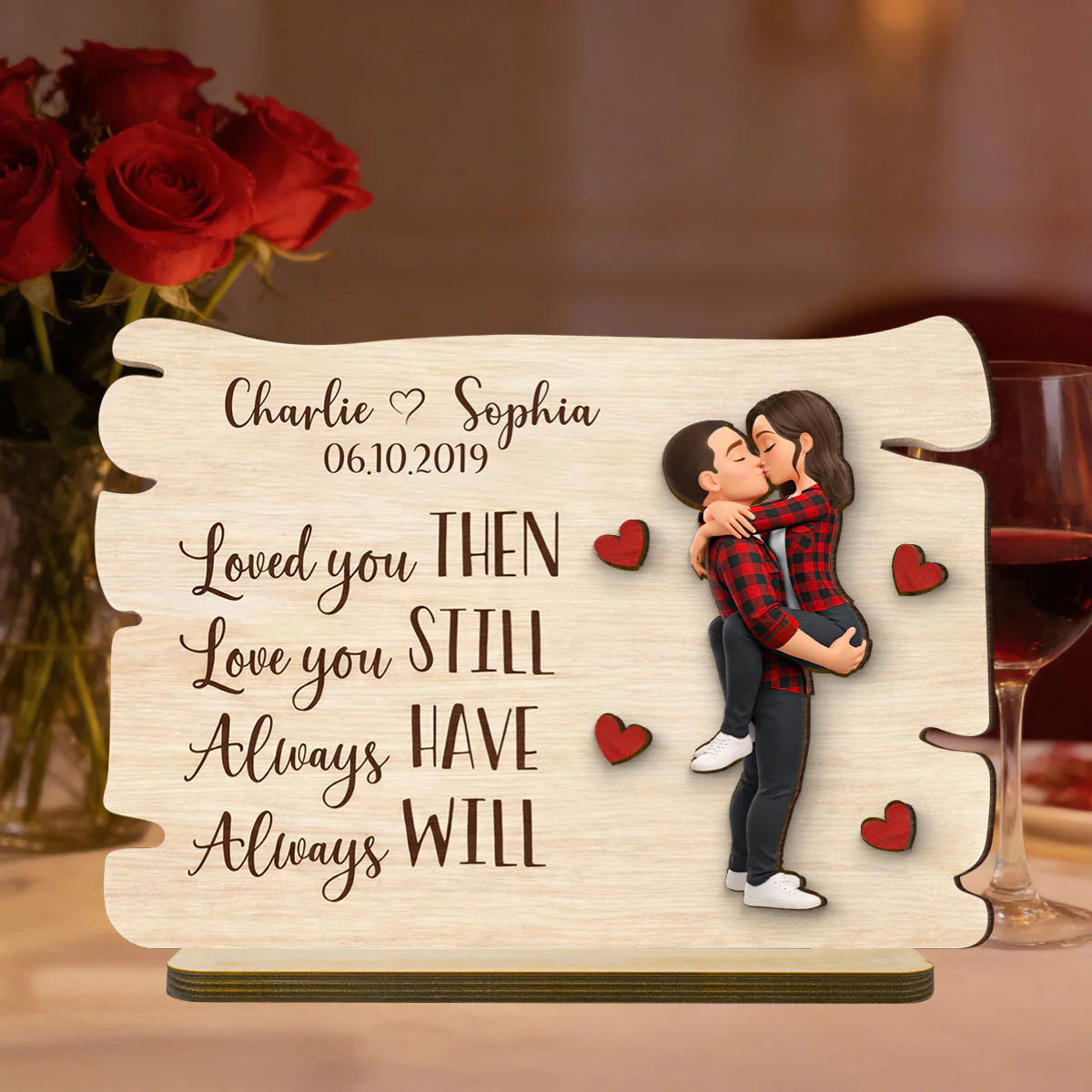 Love You Then Love You Still - Personalized 2-Layered Wooden Plaque - Anniversary, Valentine's Day Gift, Gift For Him, Gift For Her - Image 2