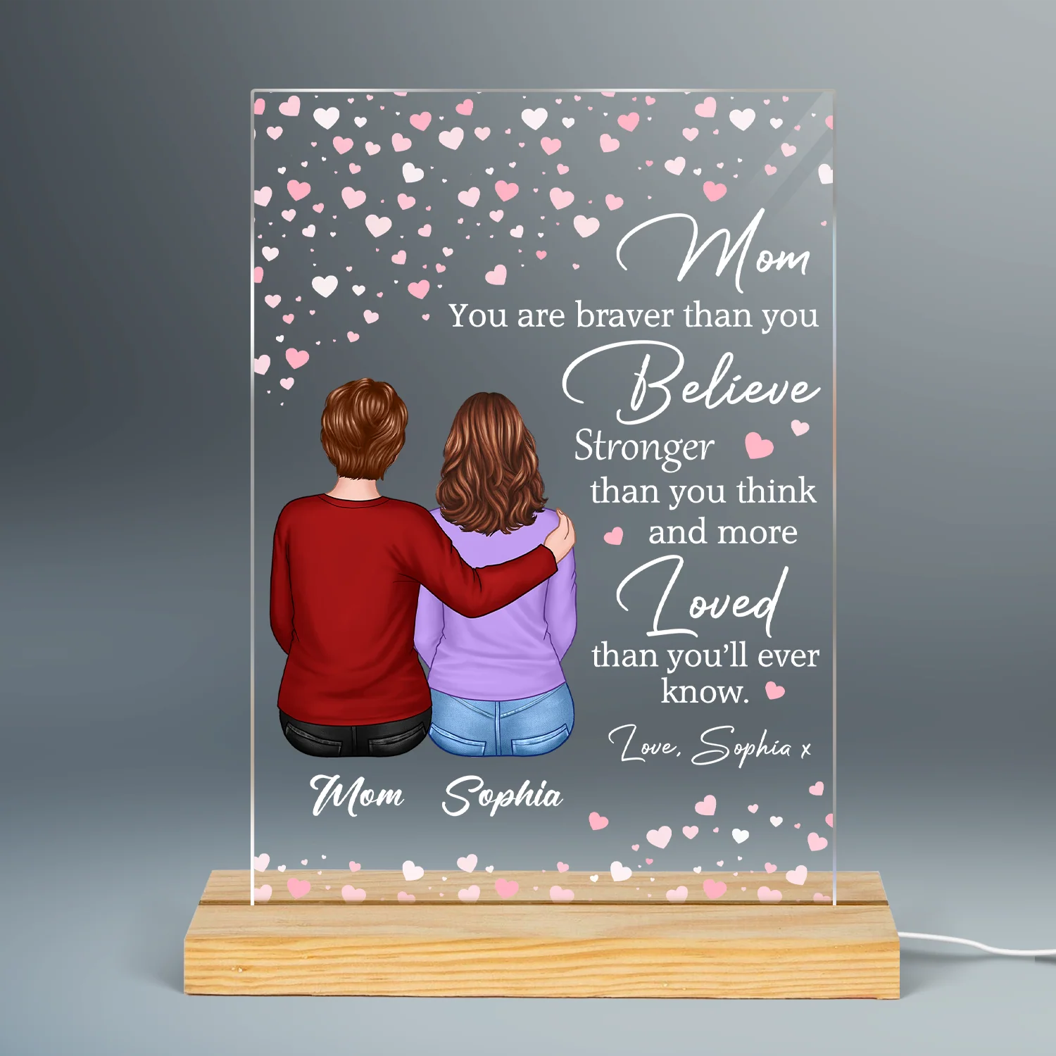 Loved More Than You‘ll Ever Know Daughter to Mother Gift Personalized Rectangle Acrylic Plaque LED Night Light - Image 2