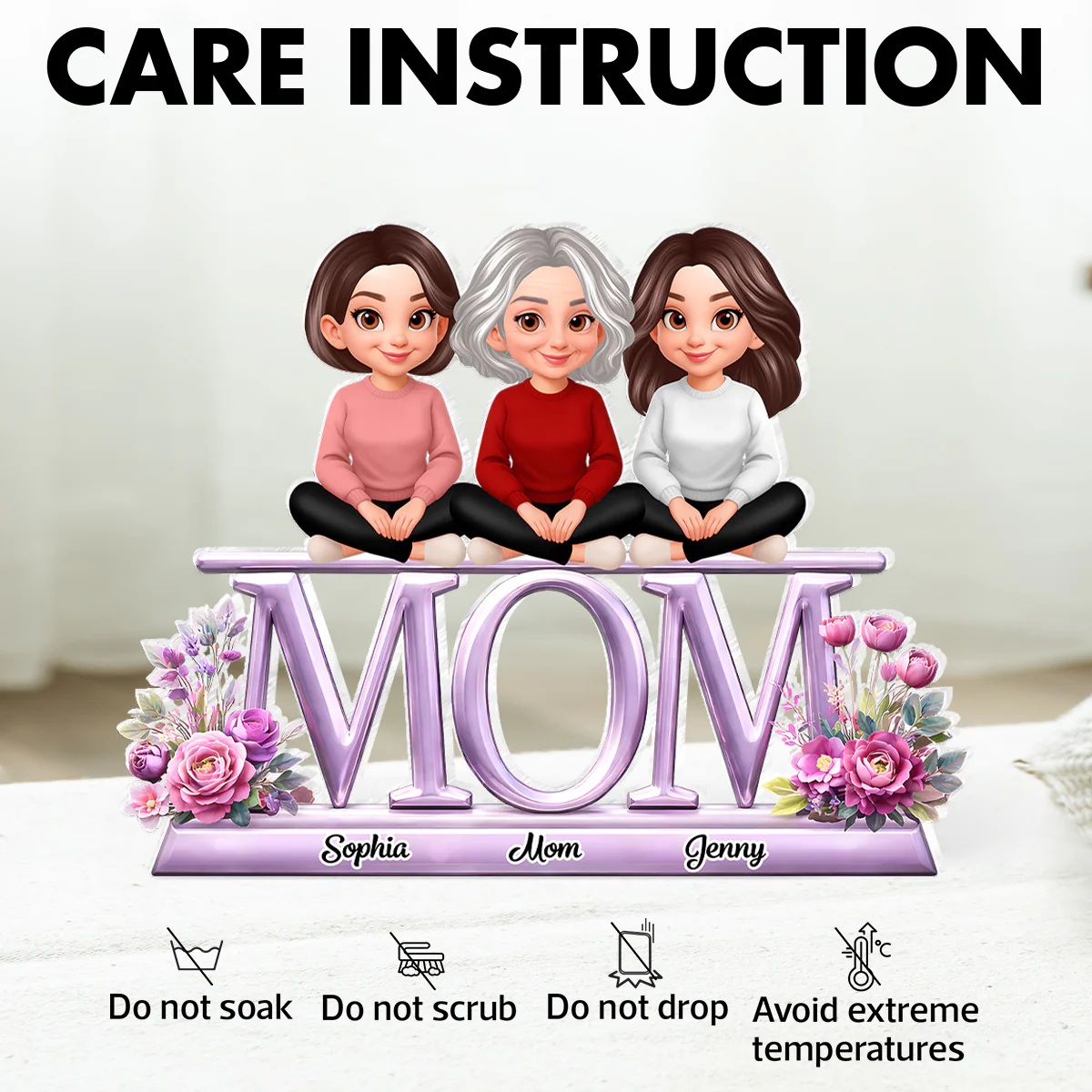 Lovely Mom And Kids - Personalized Acrylic Block Plaque - Heartfelt Gift For Mom, Grandma - Image 7