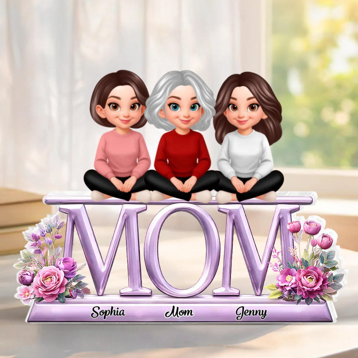 Lovely Mom And Kids - Personalized Acrylic Block Plaque - Heartfelt Gift For Mom, Grandma - Image 9