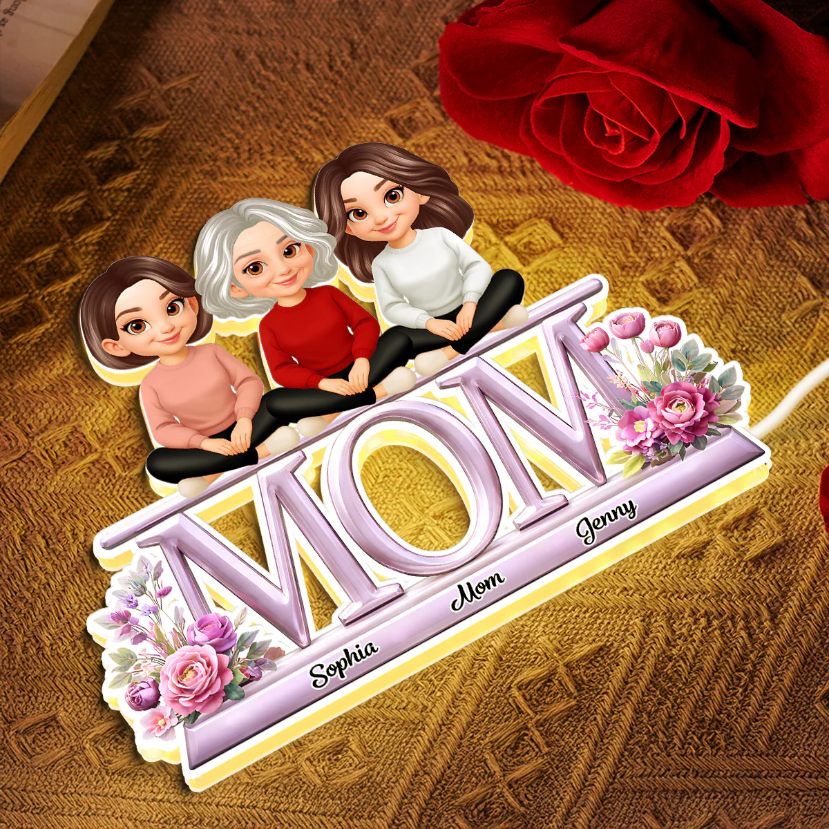 Lovely Mom And Kids - Personalized Light Box - Heartfelt Gift For Mom, Grandma - Image 2