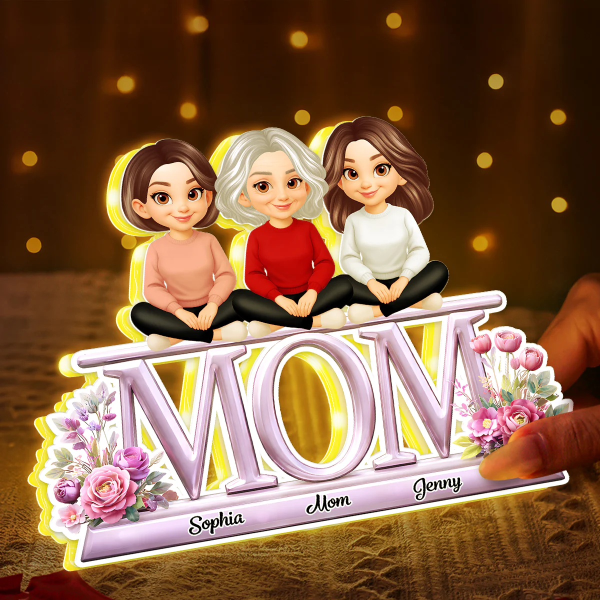 Lovely Mom And Kids - Personalized Light Box - Heartfelt Gift For Mom, Grandma - Image 3