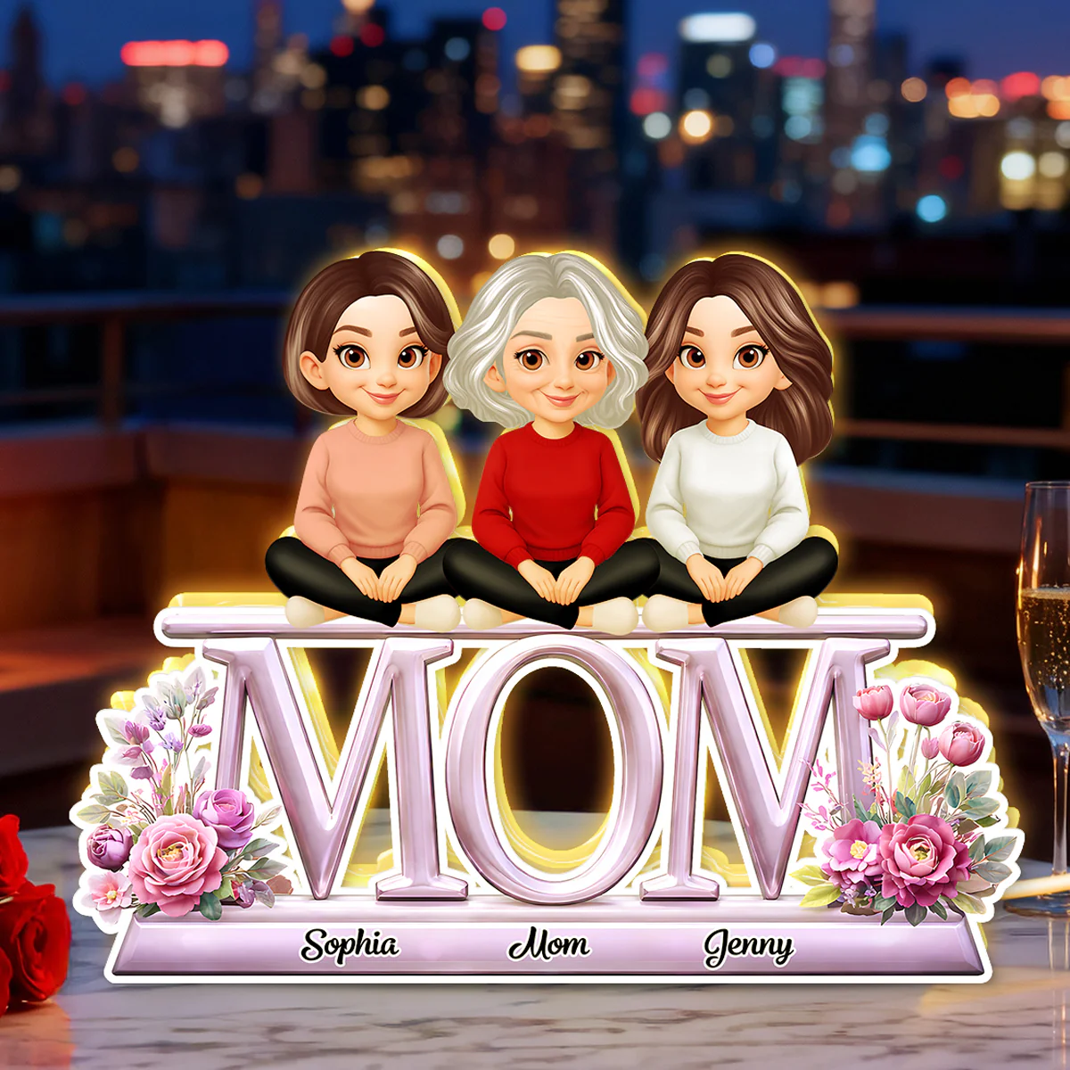 Lovely Mom And Kids - Personalized Light Box - Heartfelt Gift For Mom, Grandma - Image 4