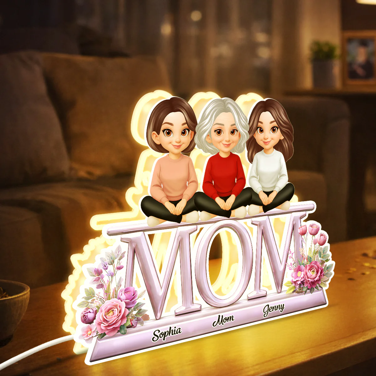 Lovely Mom And Kids - Personalized Light Box - Heartfelt Gift For Mom, Grandma - Image 5