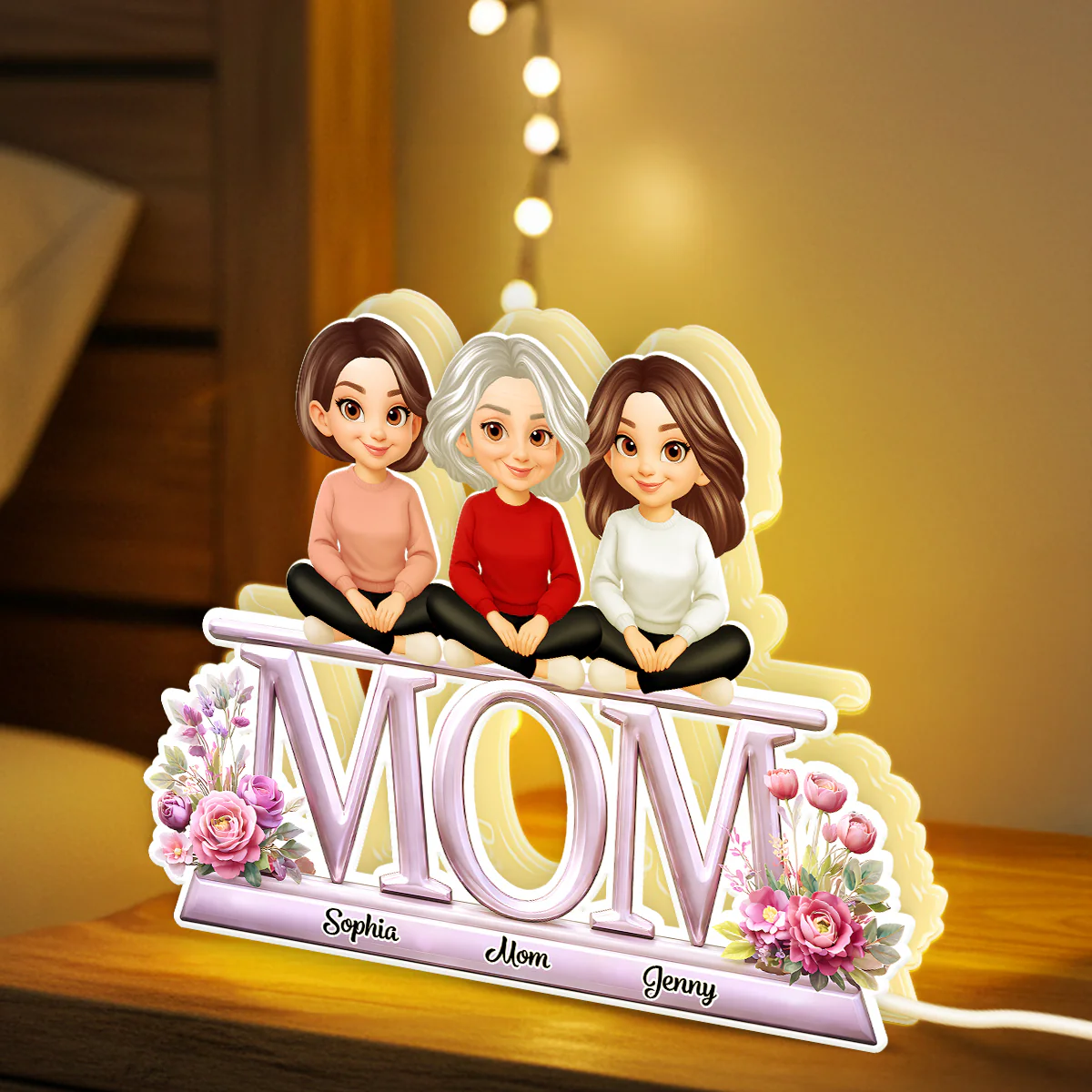 Lovely Mom And Kids - Personalized Light Box - Heartfelt Gift For Mom, Grandma - Image 6