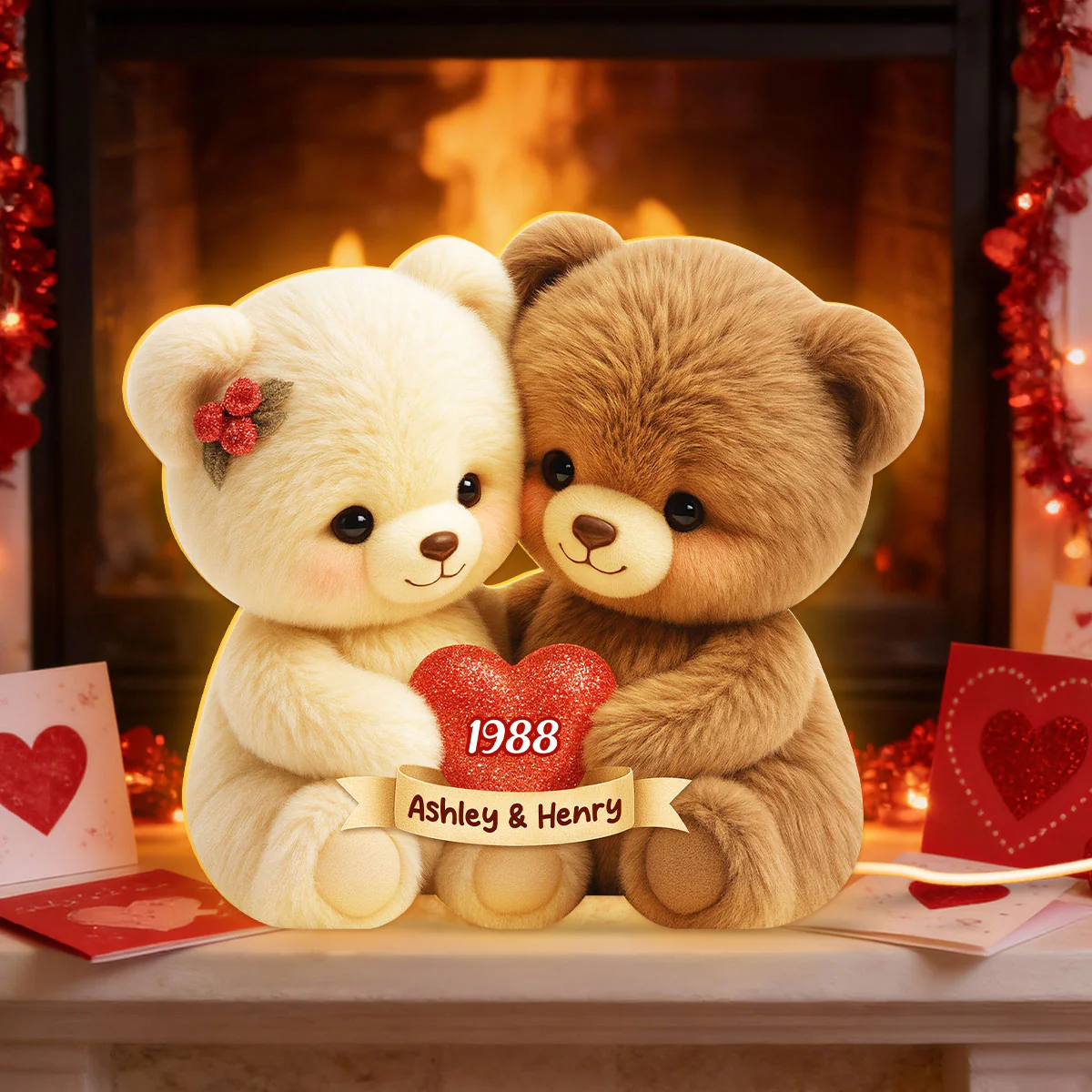 Loving Bear Couple - Personalized Light Box - Sentimental Gift for him, for her - Image 2