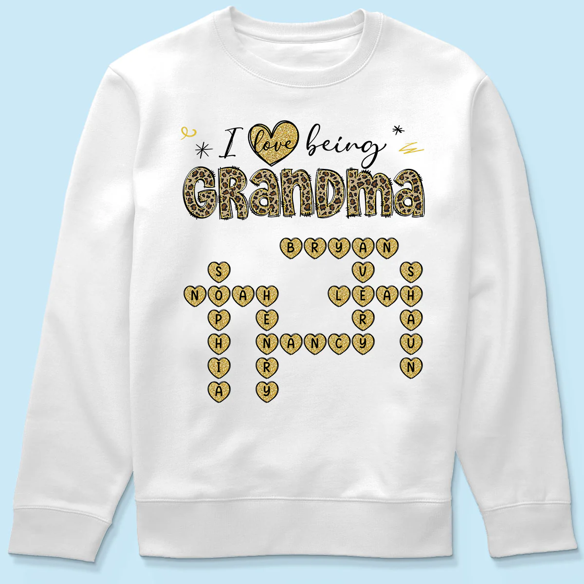 Loving Being A Grandma Leopard Heart Crossword Puzzle Personalized Shirt - Image 6