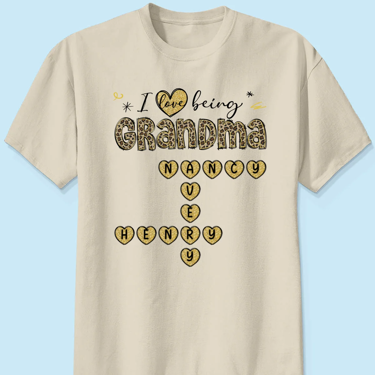 Loving Being A Grandma Leopard Heart Crossword Puzzle Personalized Shirt - Image 8