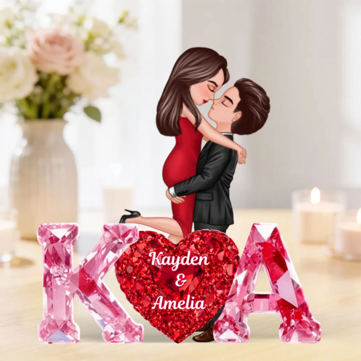 Loving Couple Initial - Personalized Acrylic Block Plaque - One of a Kind Gift for Her, Gift for Him - Image 10