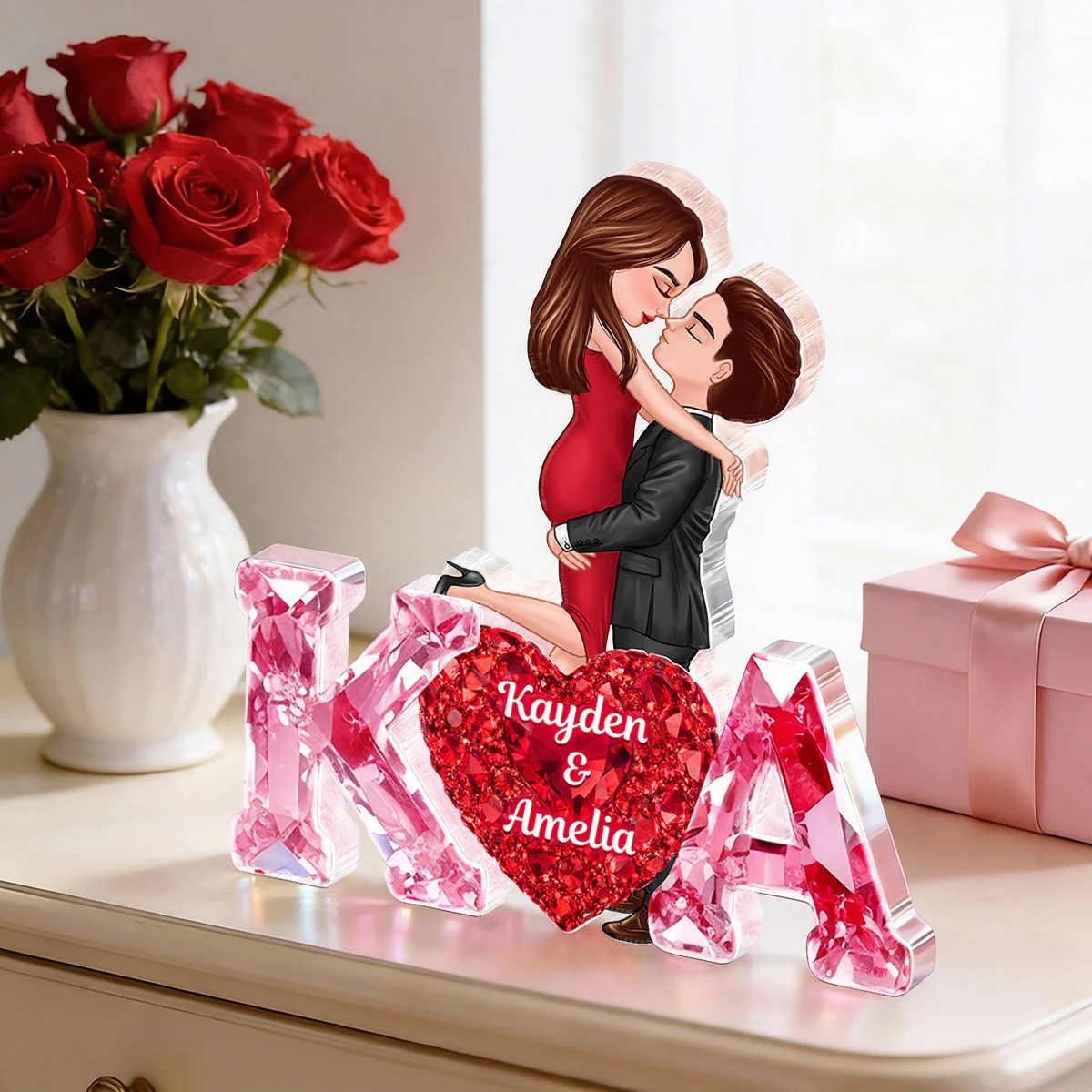 Loving Couple Initial - Personalized Acrylic Block Plaque - One of a Kind Gift for Her, Gift for Him - Image 2