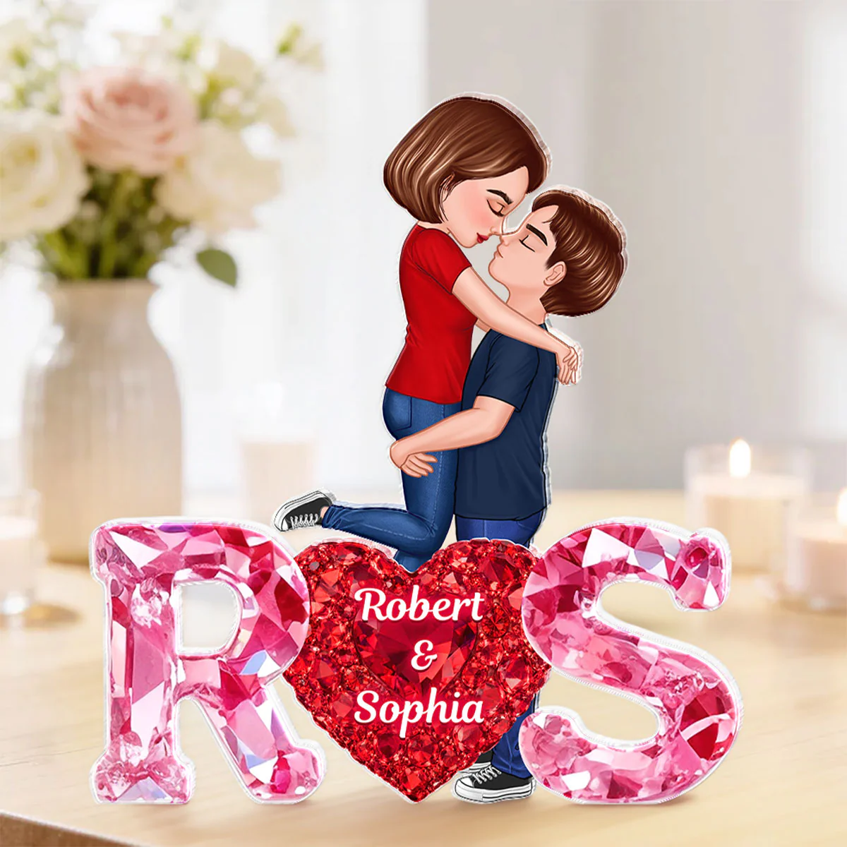 Loving Couple Initial - Personalized Acrylic Block Plaque - One of a Kind Gift for Her, Gift for Him - Image 3