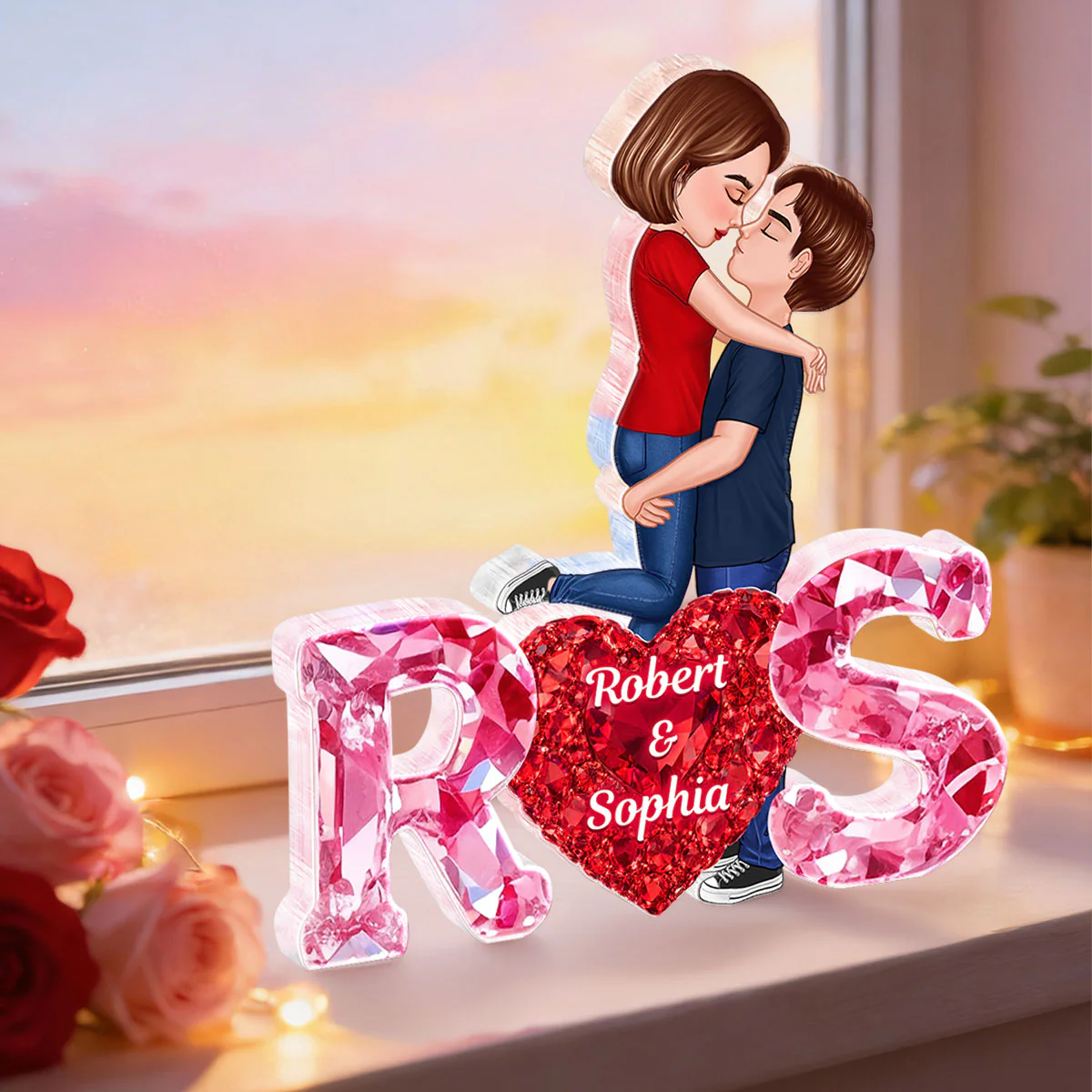 Loving Couple Initial - Personalized Acrylic Block Plaque - One of a Kind Gift for Her, Gift for Him - Image 4