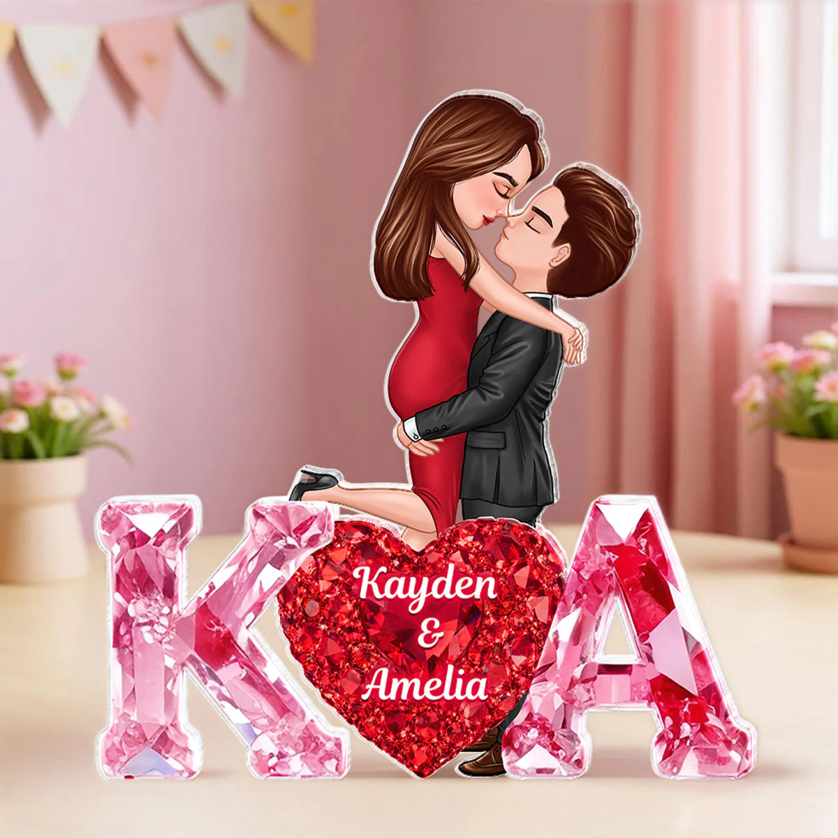 Loving Couple Initial - Personalized Acrylic Block Plaque - One of a Kind Gift for Her, Gift for Him - Image 5