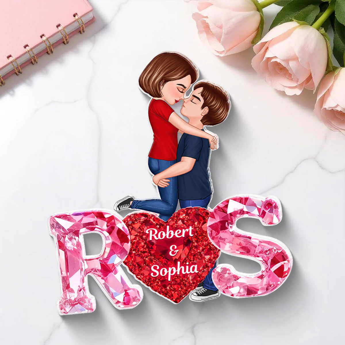 Loving Couple Initial - Personalized Acrylic Block Plaque - One of a Kind Gift for Her, Gift for Him - Image 6