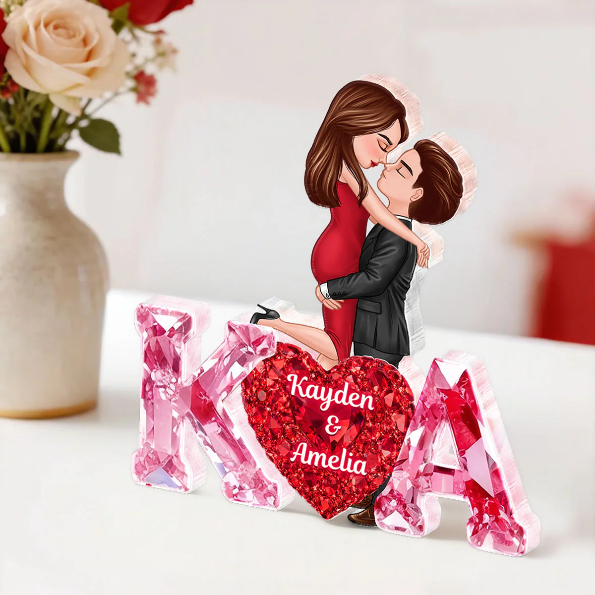 Loving Couple Initial - Personalized Acrylic Block Plaque - One of a Kind Gift for Her, Gift for Him - Image 7