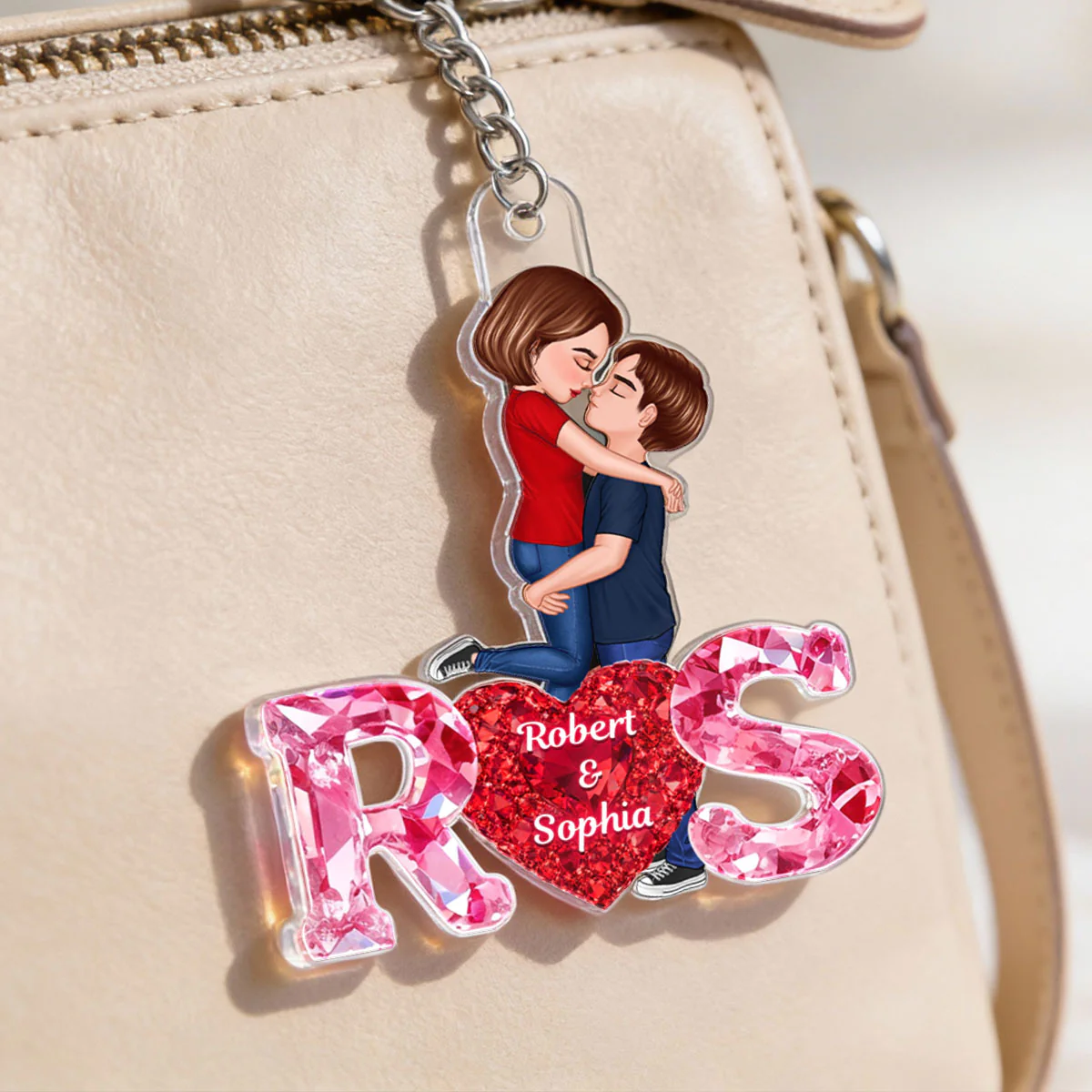 Loving Couple Initial - Personalized Acrylic Keychain - One of a Kind Gift for Her, Gift for Him - Image 5
