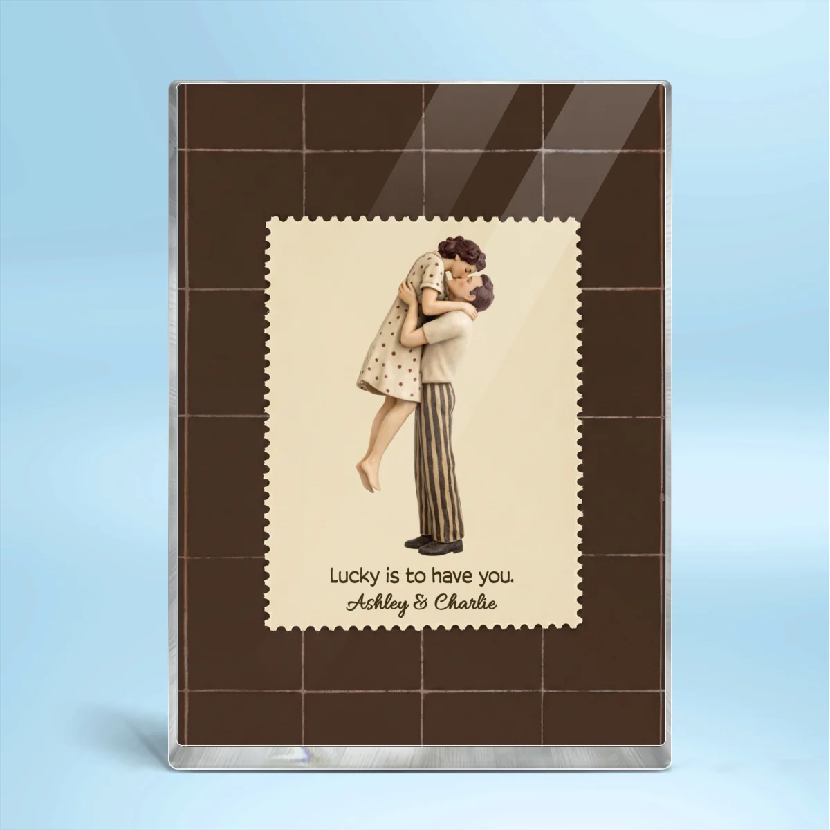 Lucky Is To Have You Mid-Century Couple - Personalized Acrylic Block Plaque - Anniversary, Valentine's Day Gift, Gift For Him, Gift For Her - Image 10