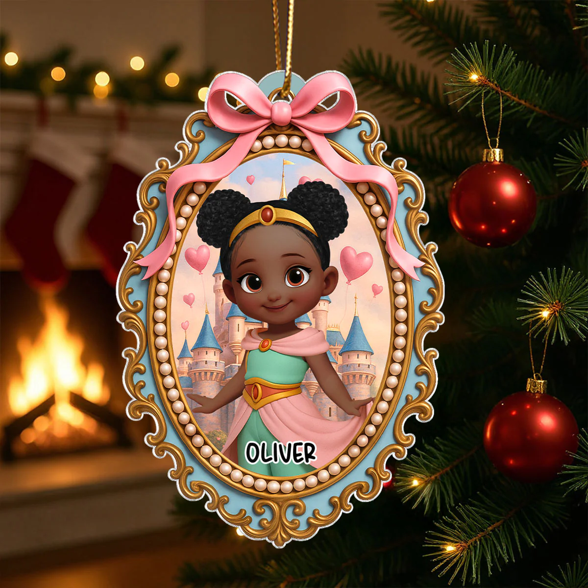 Magical Castle Coquette Bow Little Princess - Personalized Acrylic Ornament - Christmas Gift For Granddaughter Daughter - Image 3