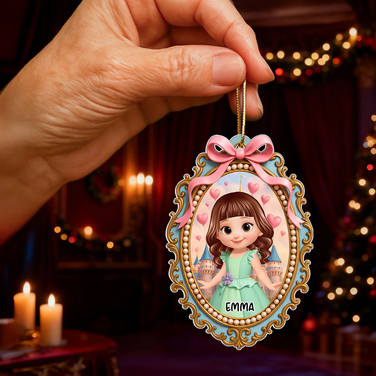 Magical Castle Coquette Bow Little Princess - Personalized Acrylic Ornament - Christmas Gift For Granddaughter Daughter - Image 4