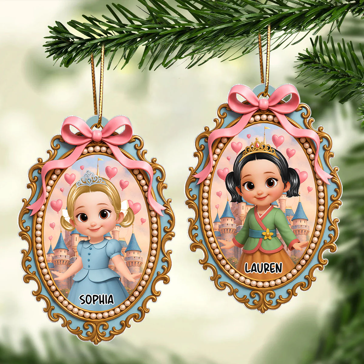 Magical Castle Coquette Bow Little Princess - Personalized Acrylic Ornament - Christmas Gift For Granddaughter Daughter - Image 5