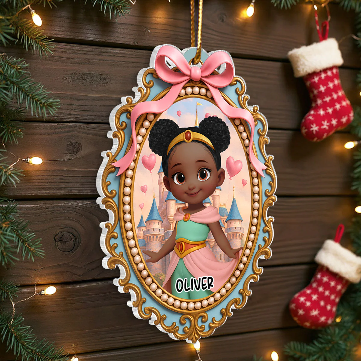 Magical Castle Coquette Bow Little Princess - Personalized Acrylic Ornament - Christmas Gift For Granddaughter Daughter - Image 6
