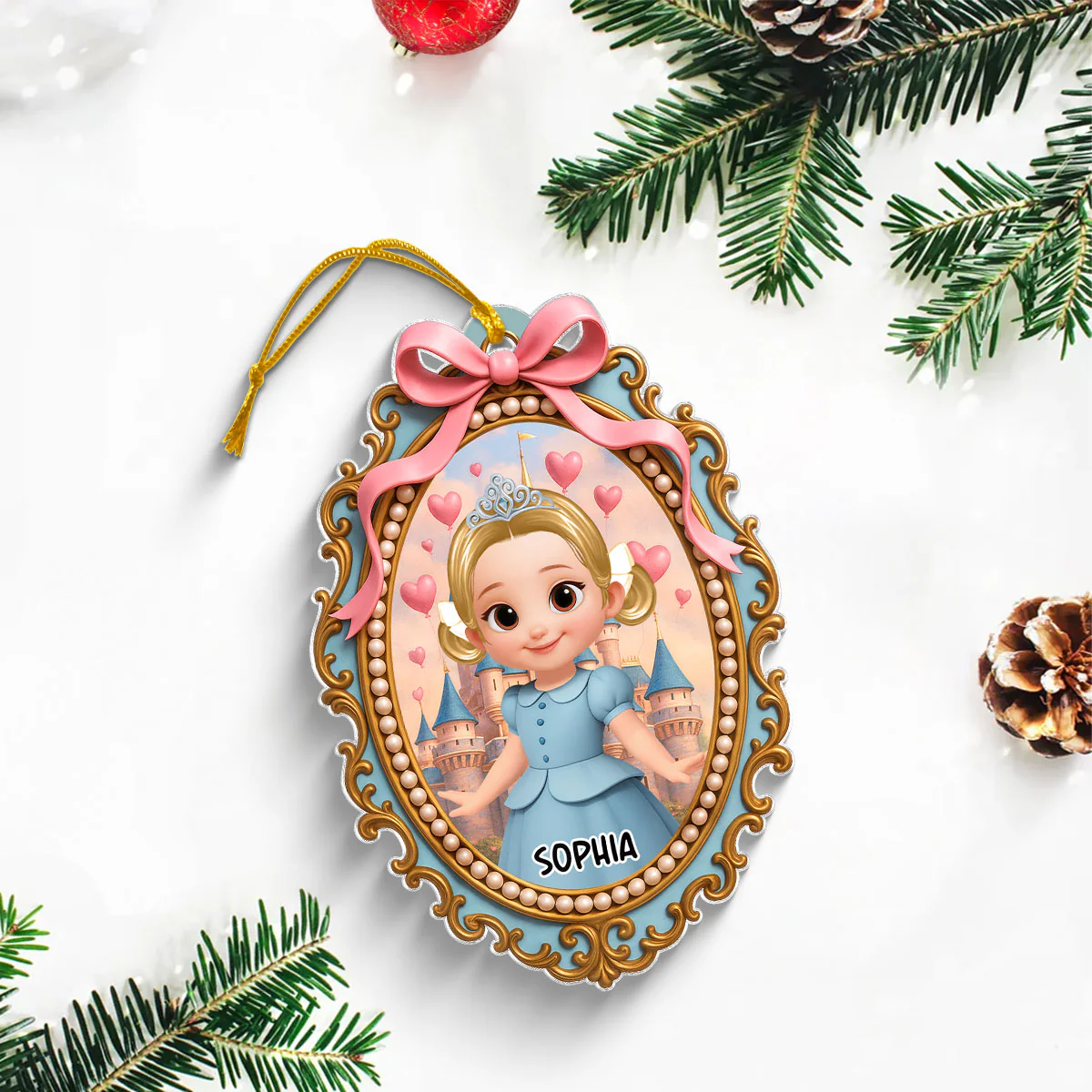 Magical Castle Coquette Bow Little Princess - Personalized Acrylic Ornament - Christmas Gift For Granddaughter Daughter - Image 7