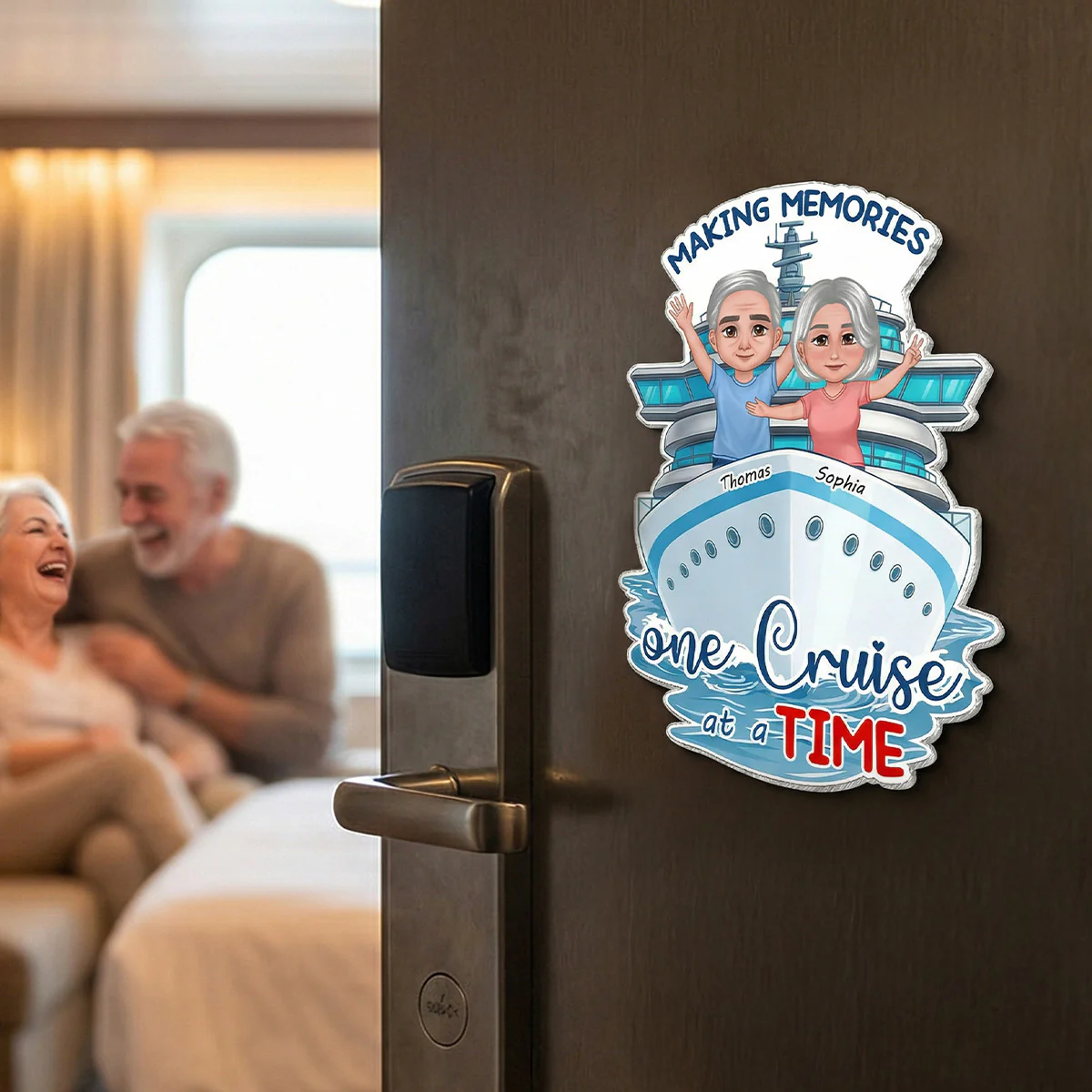 Making Memories One Cruise At A Time Happy Couple - Personalized Cruise Ship Door Magnet - Cruise Trip Keepsake - Image 2