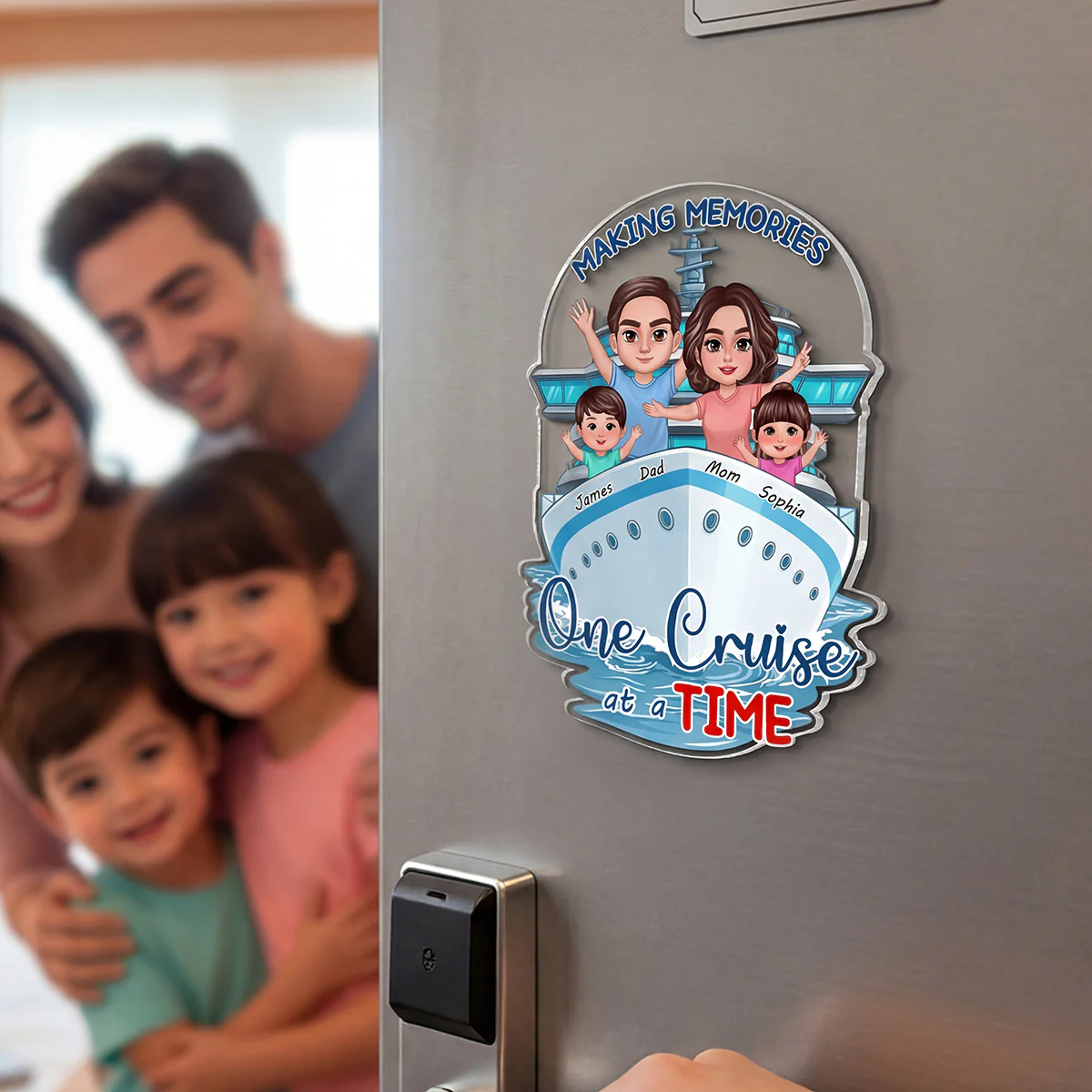 Making Memories One Cruise At A Time Happy Family - Personalized Cruise Ship Door Magnet - Family Cruise Trip Keepsake - Image 2