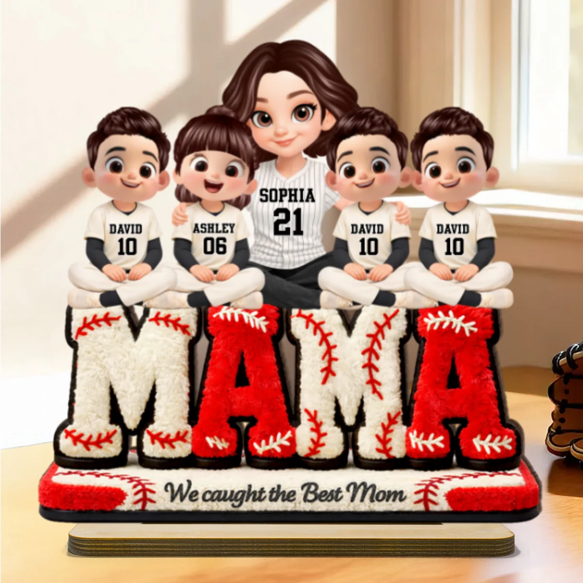 Mama Baseball And Kids - Personalized 2-Layered Wooden Plaque - Heartfelt Gift For Mom, Grandma - Image 10