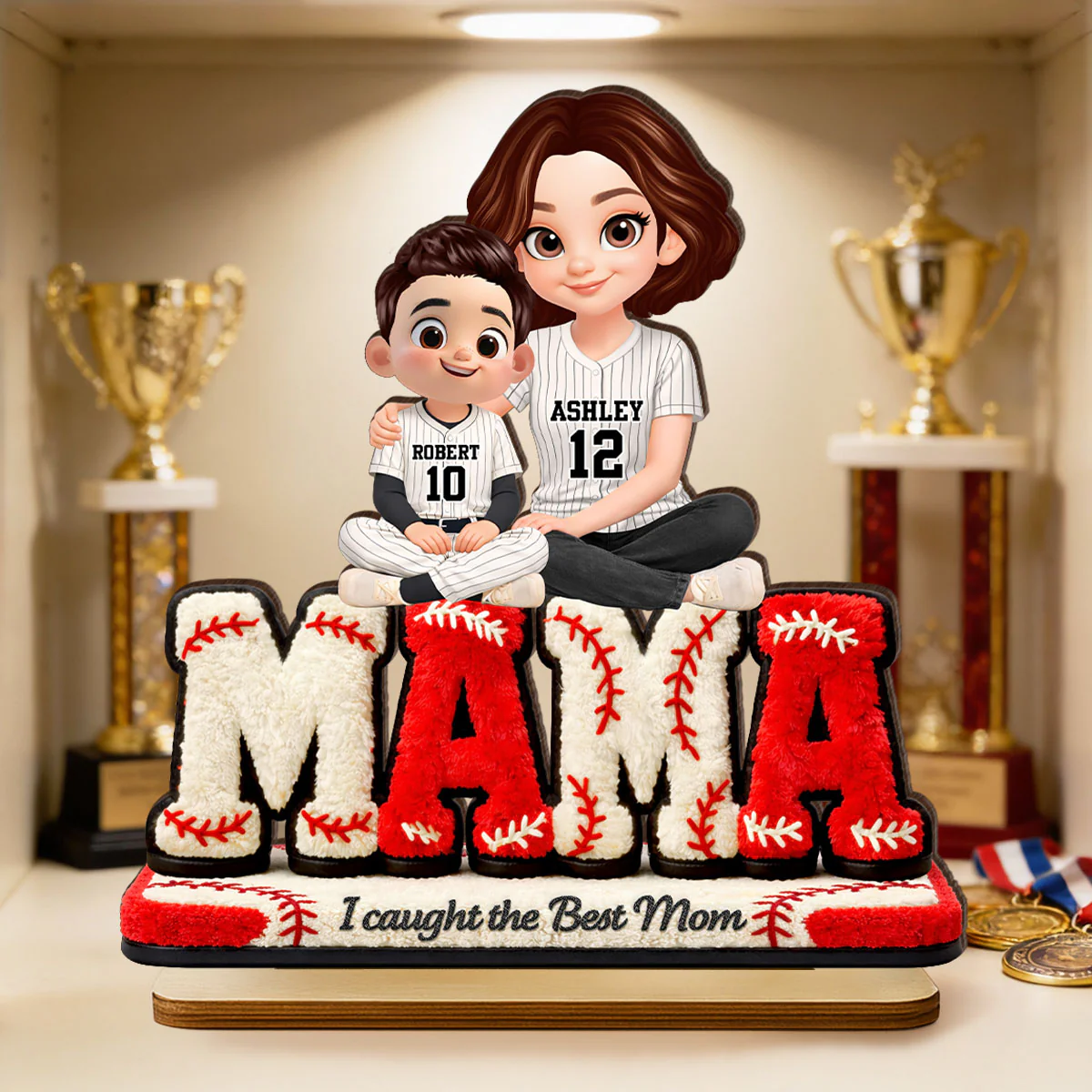 Mama Baseball And Kids - Personalized 2-Layered Wooden Plaque - Heartfelt Gift For Mom, Grandma - Image 7