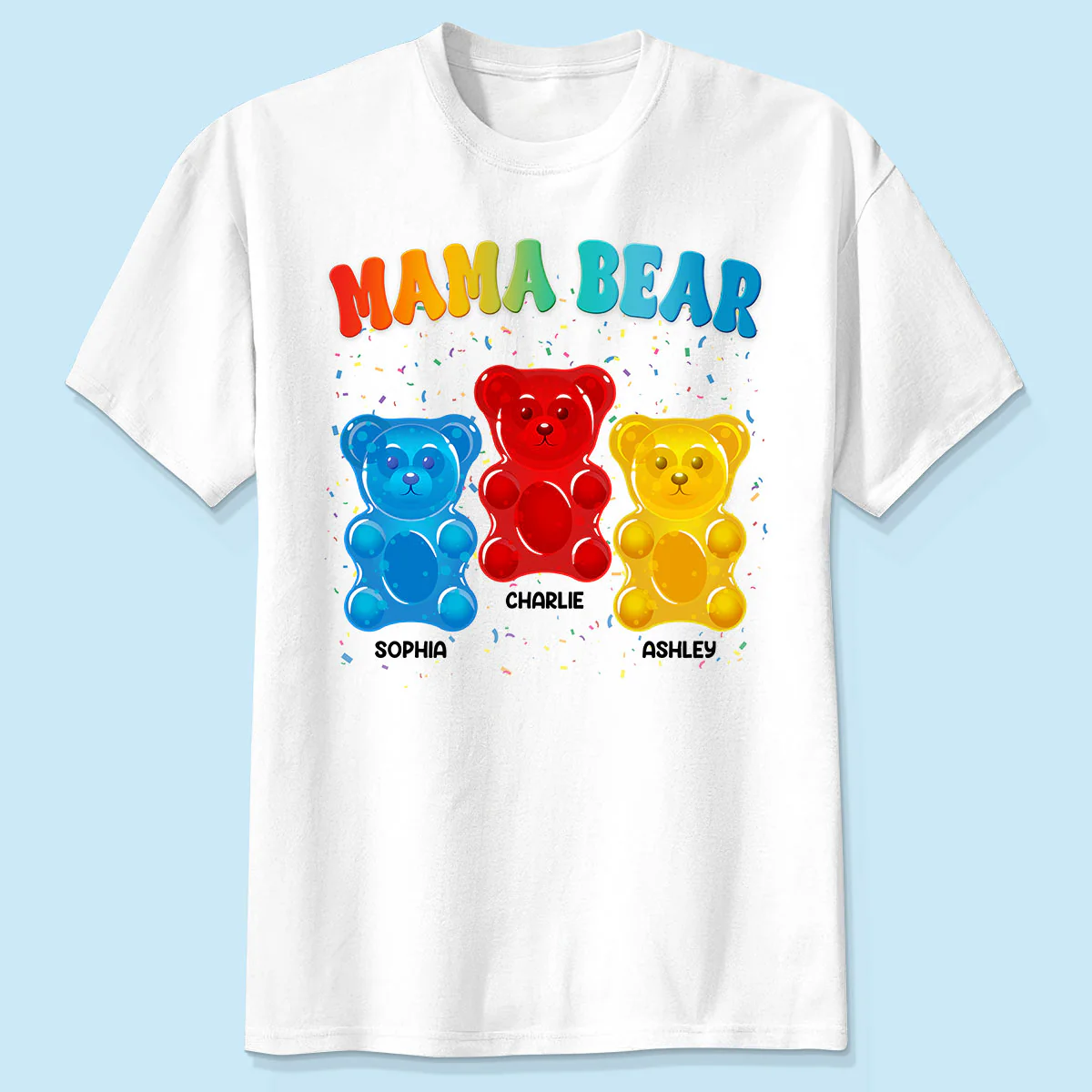 Mama Bear Colorful Bear Gift for Mom Grandma Personalized Shirt