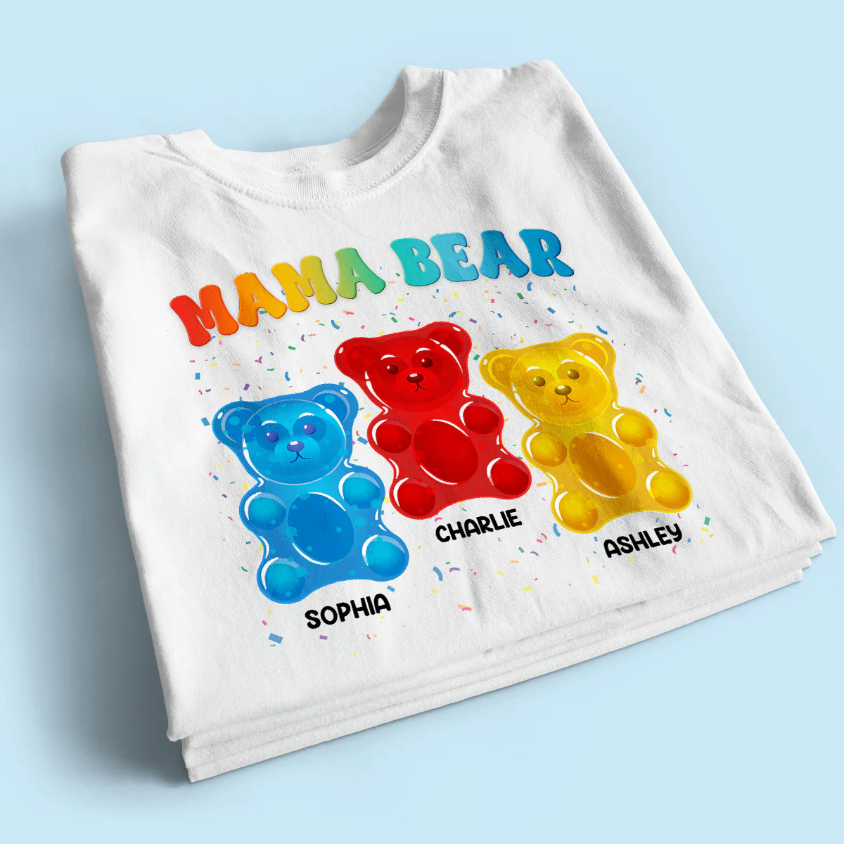 Mama Bear Colorful Bear Gift for Mom Grandma Personalized Shirt - Image 2
