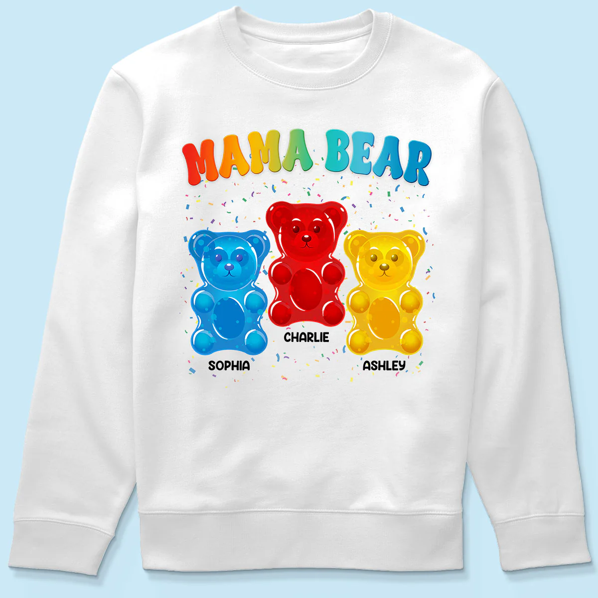 Mama Bear Colorful Bear Gift for Mom Grandma Personalized Shirt - Image 6