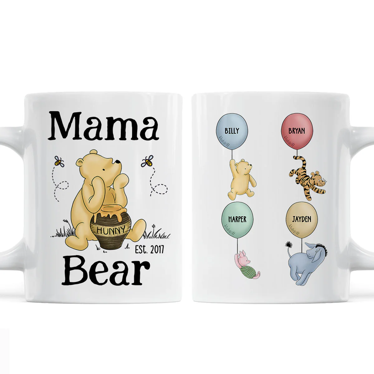 Mama Bear Est. Cute Characters With Balloon Mother‘s Day Gift For Mom Grandma Auntie Personalized Mug